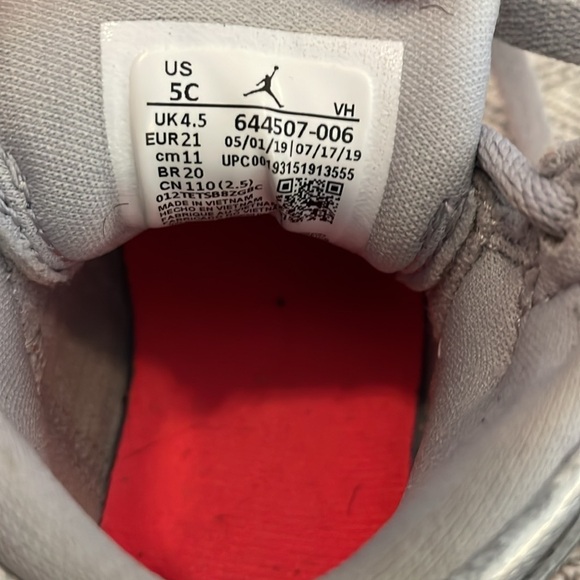 Nike Air Jordan 1 Mid Metallic Silver Pink Crimson size 5 C - Picture 7 of 7